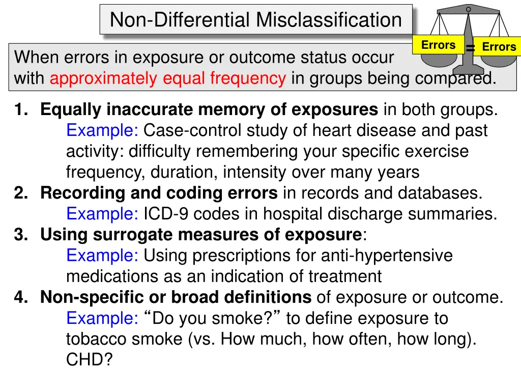 non differential misclassification