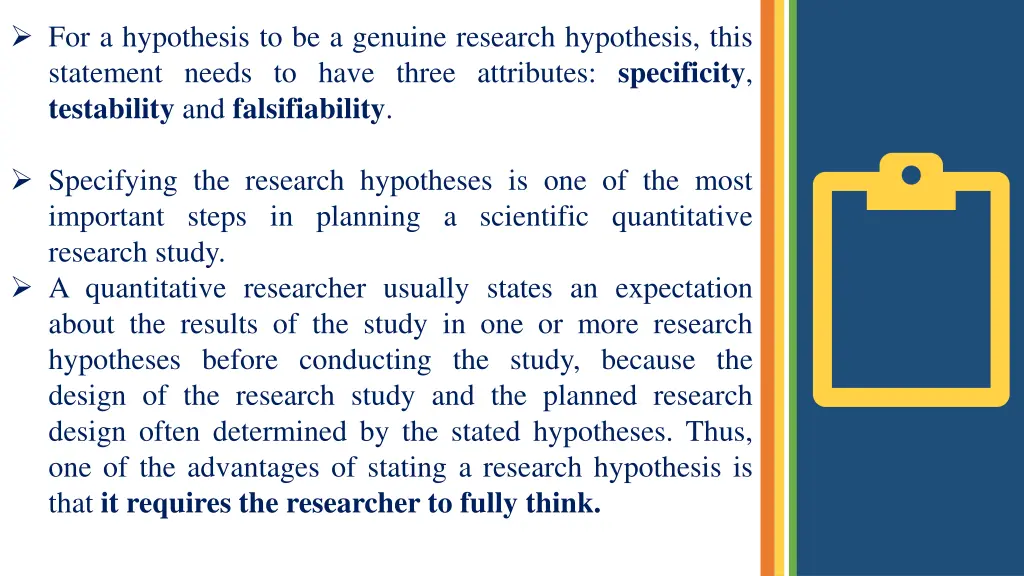 for a hypothesis to be a genuine research