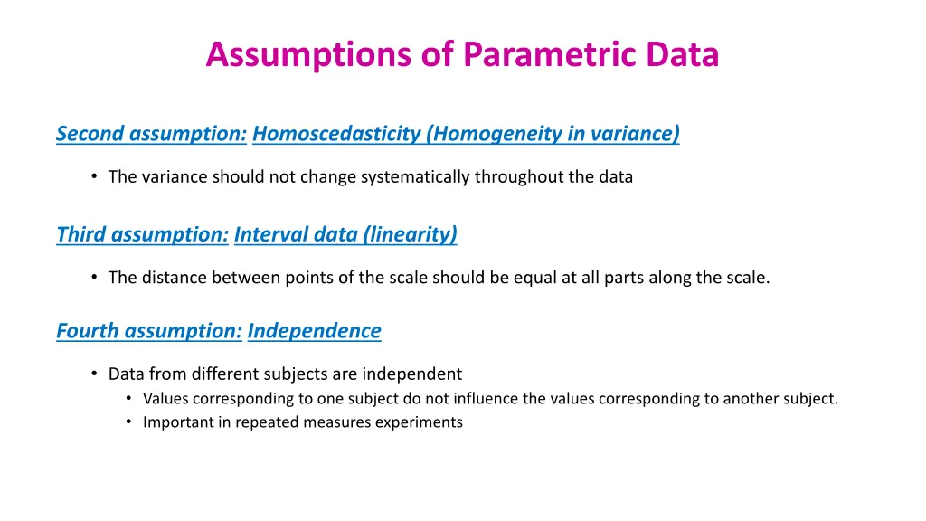 assumptions of parametric data 2