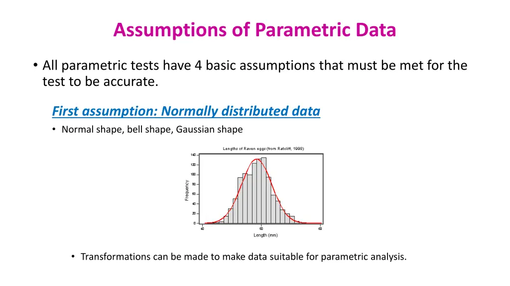 assumptions of parametric data