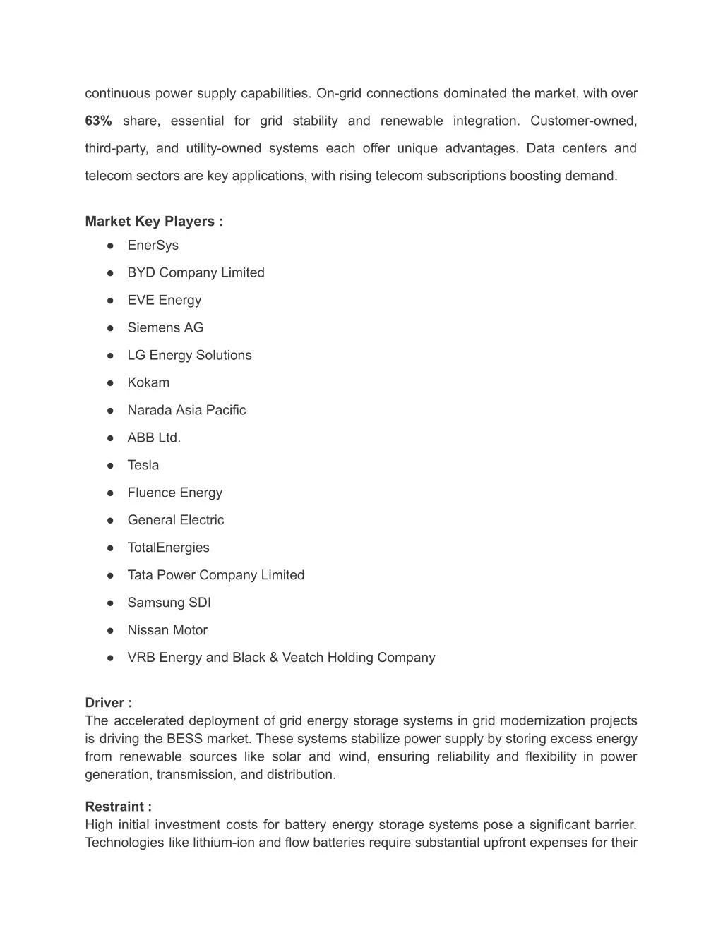 continuous power supply capabilities on grid