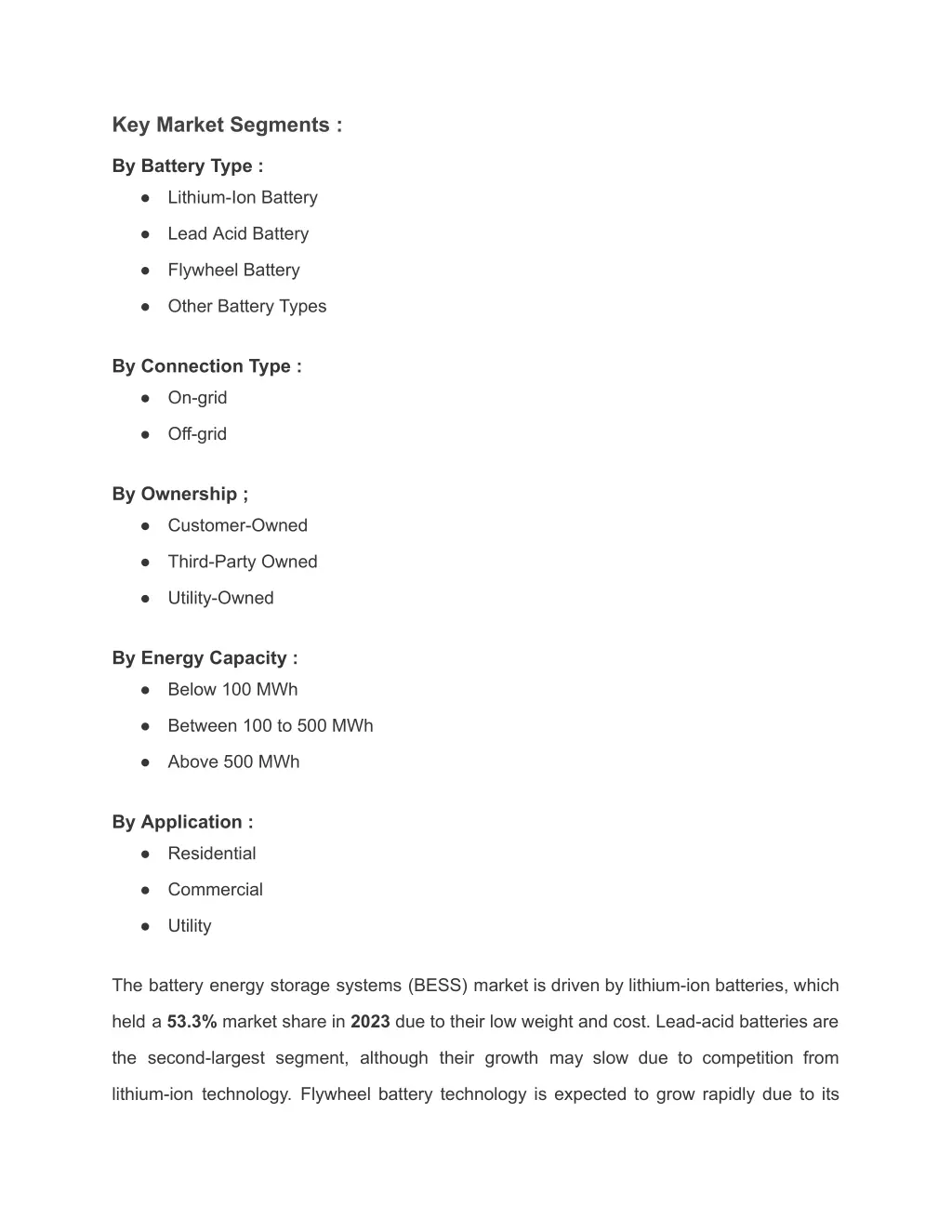 key market segments