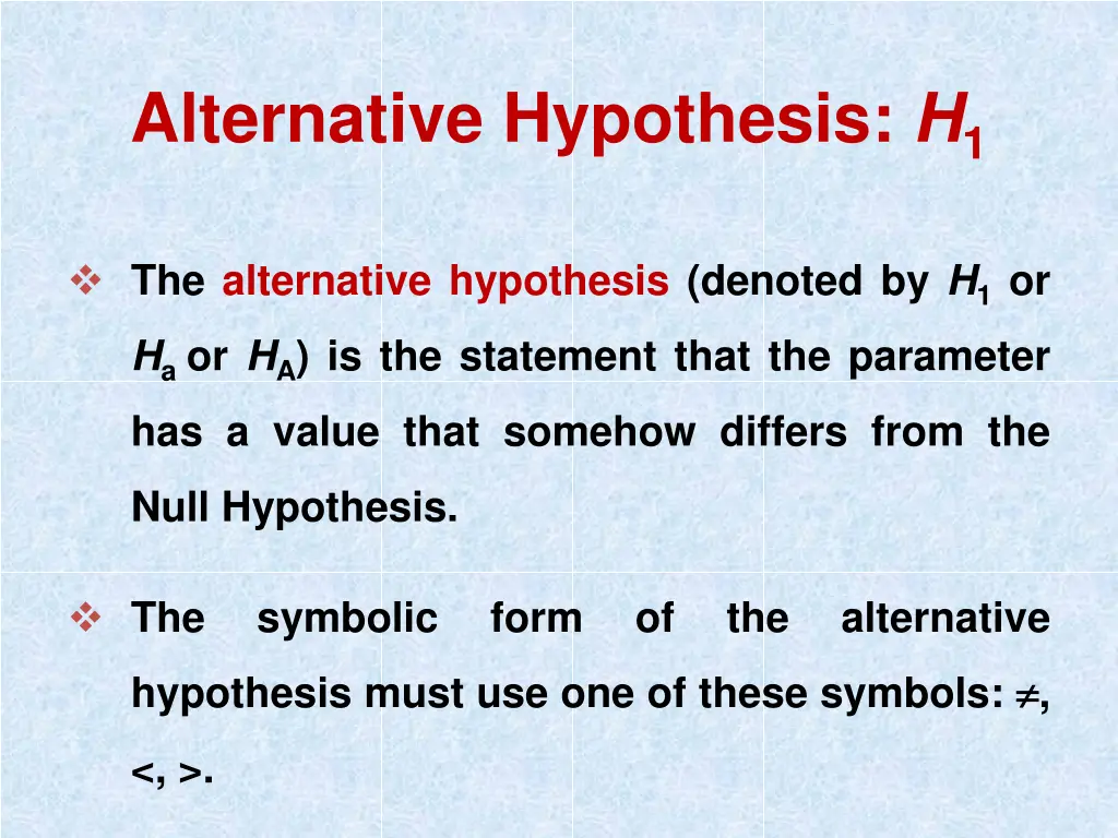 alternative hypothesis h 1