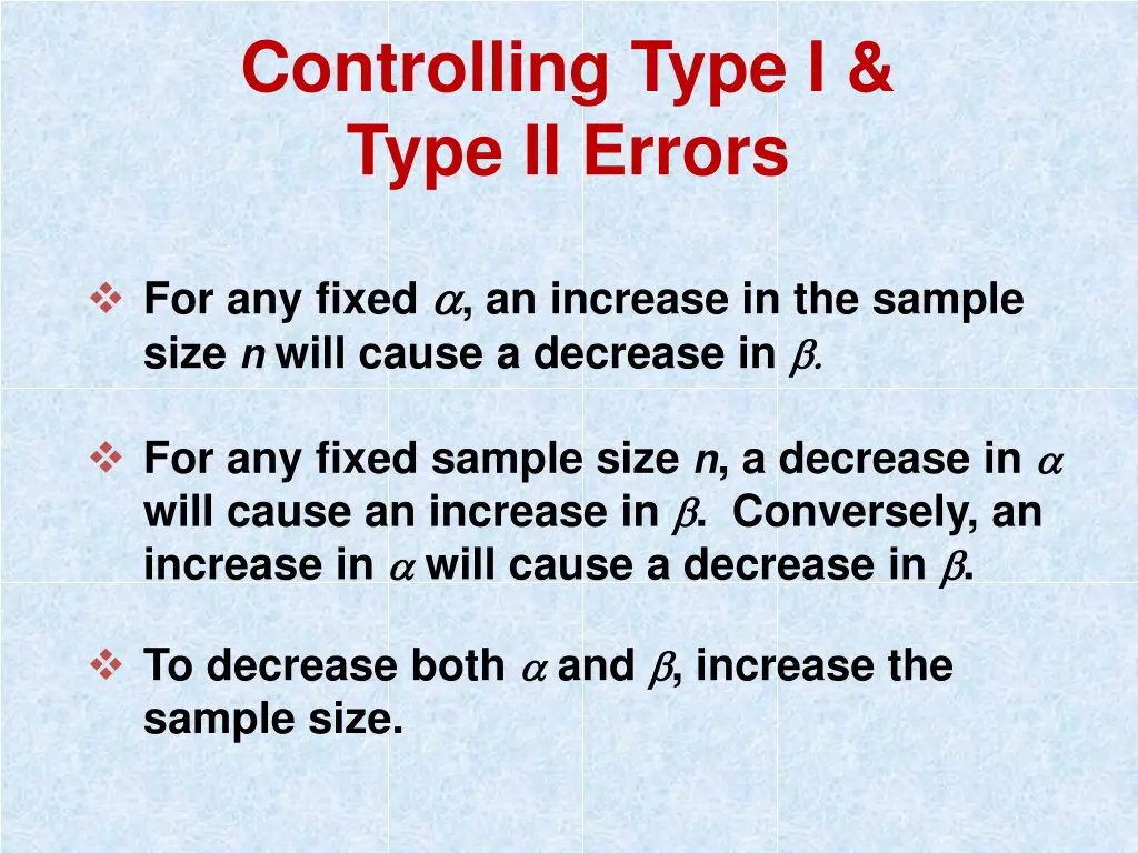 controlling type i type ii errors