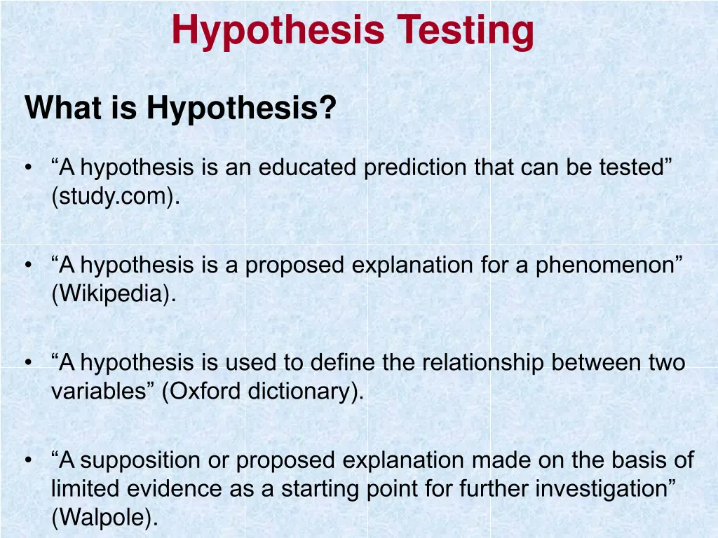 hypothesis testing