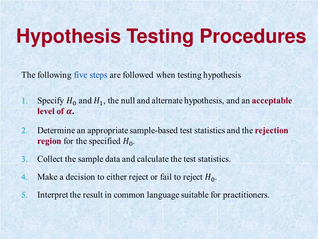 hypothesis testing procedures