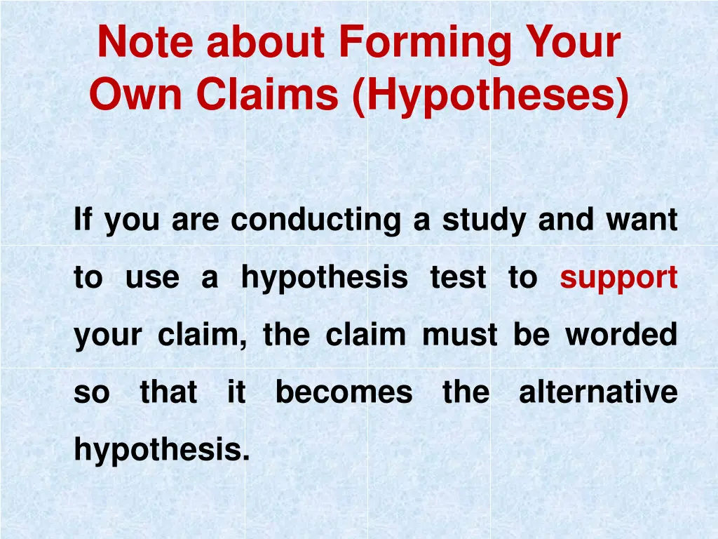 note about forming your own claims hypotheses