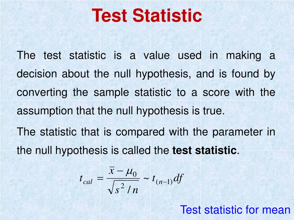 test statistic