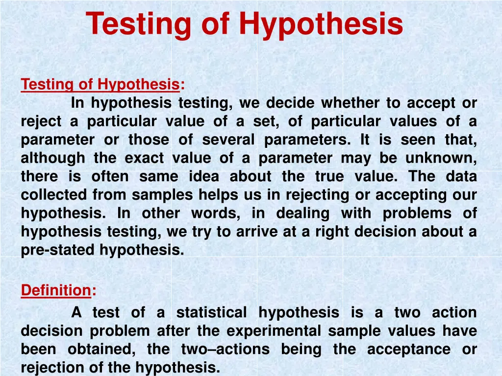 testing of hypothesis 1