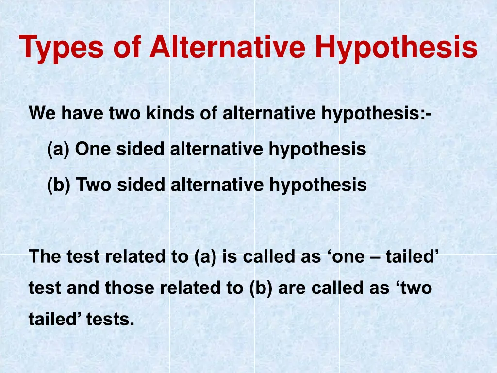 types of alternative hypothesis