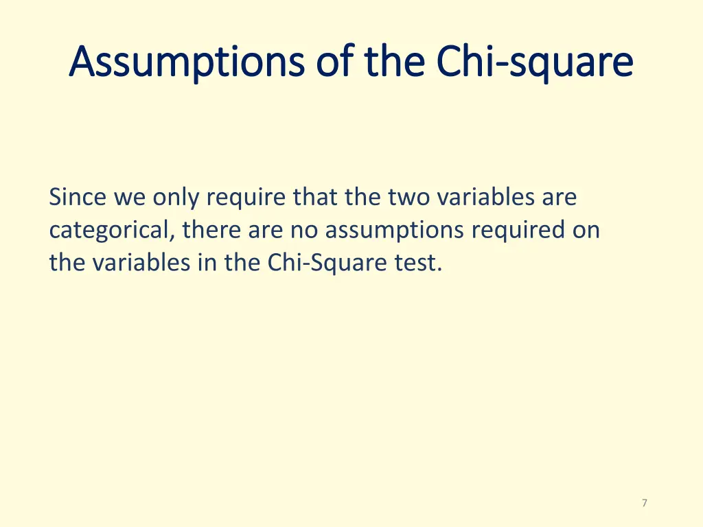 assumptions of the chi assumptions