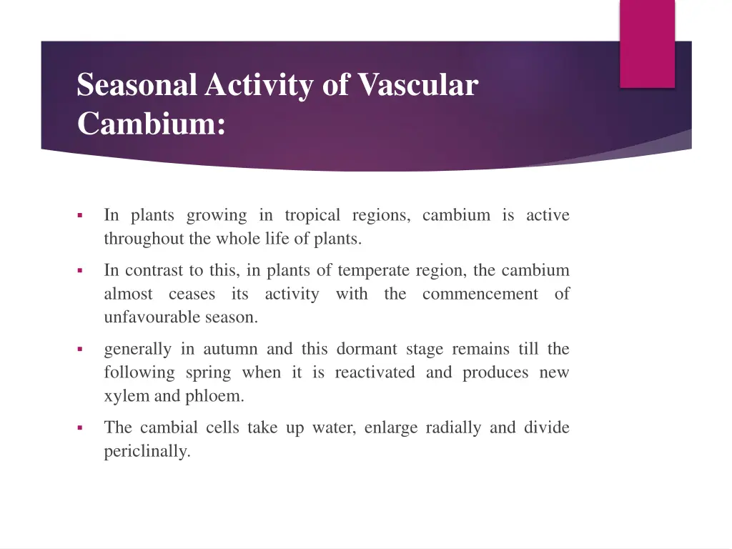 seasonal activity of vascular cambium