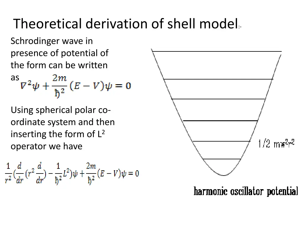 theoretical derivation of shell model schrodinger