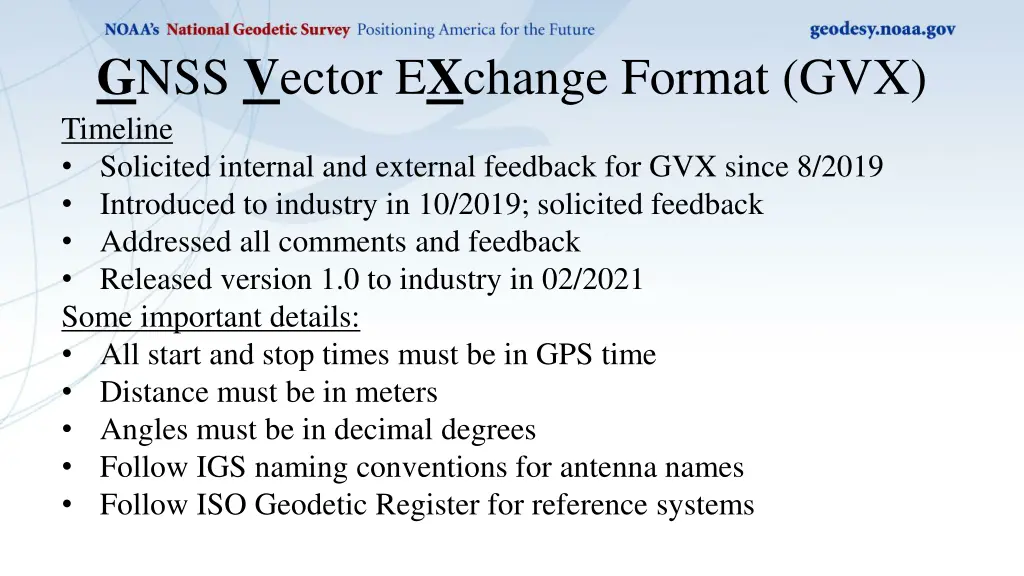 g nss v ector e x change format gvx timeline