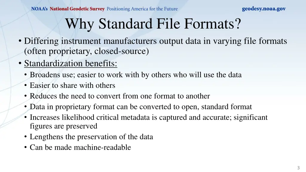 why standard file formats differing instrument