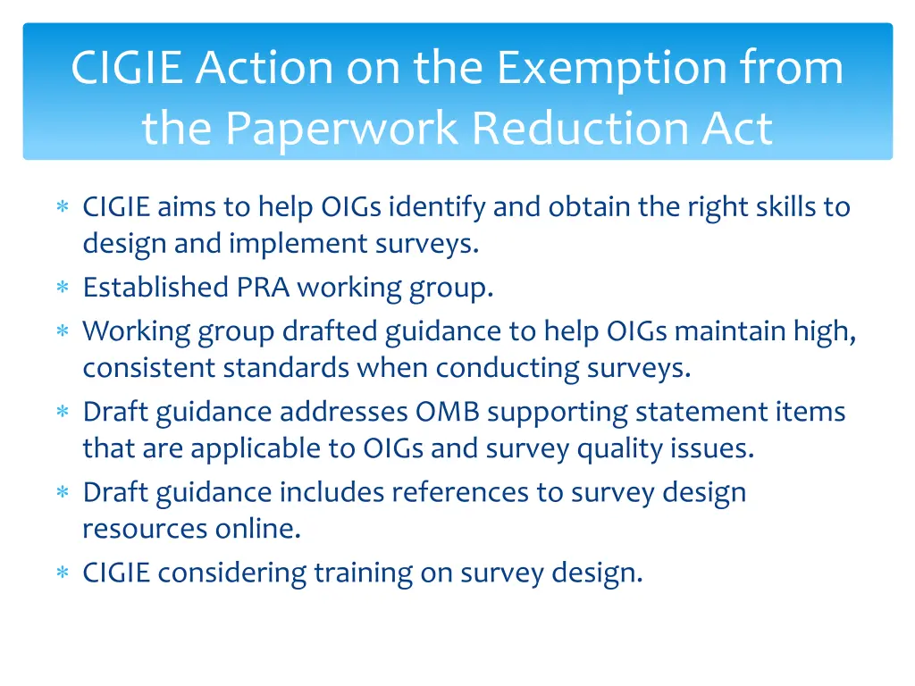 cigie action on the exemption from the paperwork