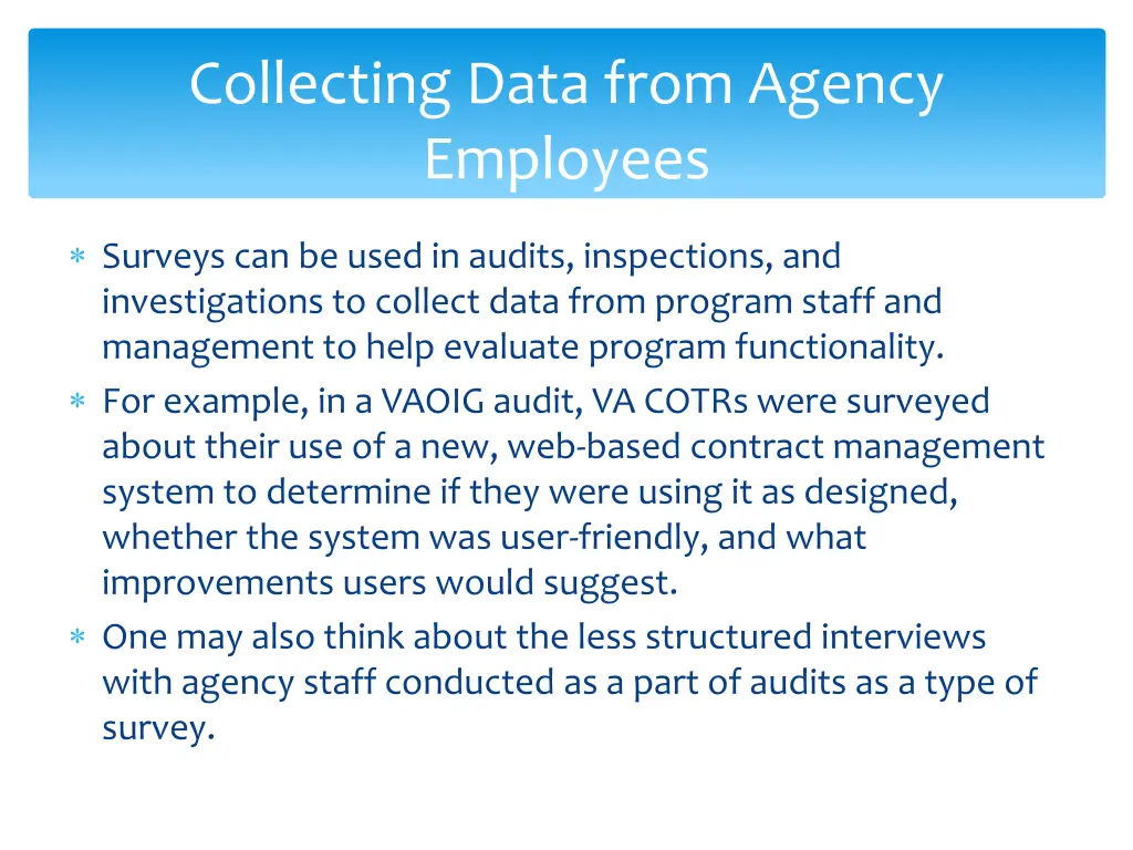 collecting data from agency employees