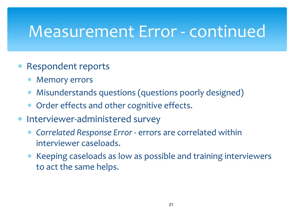 measurement error continued