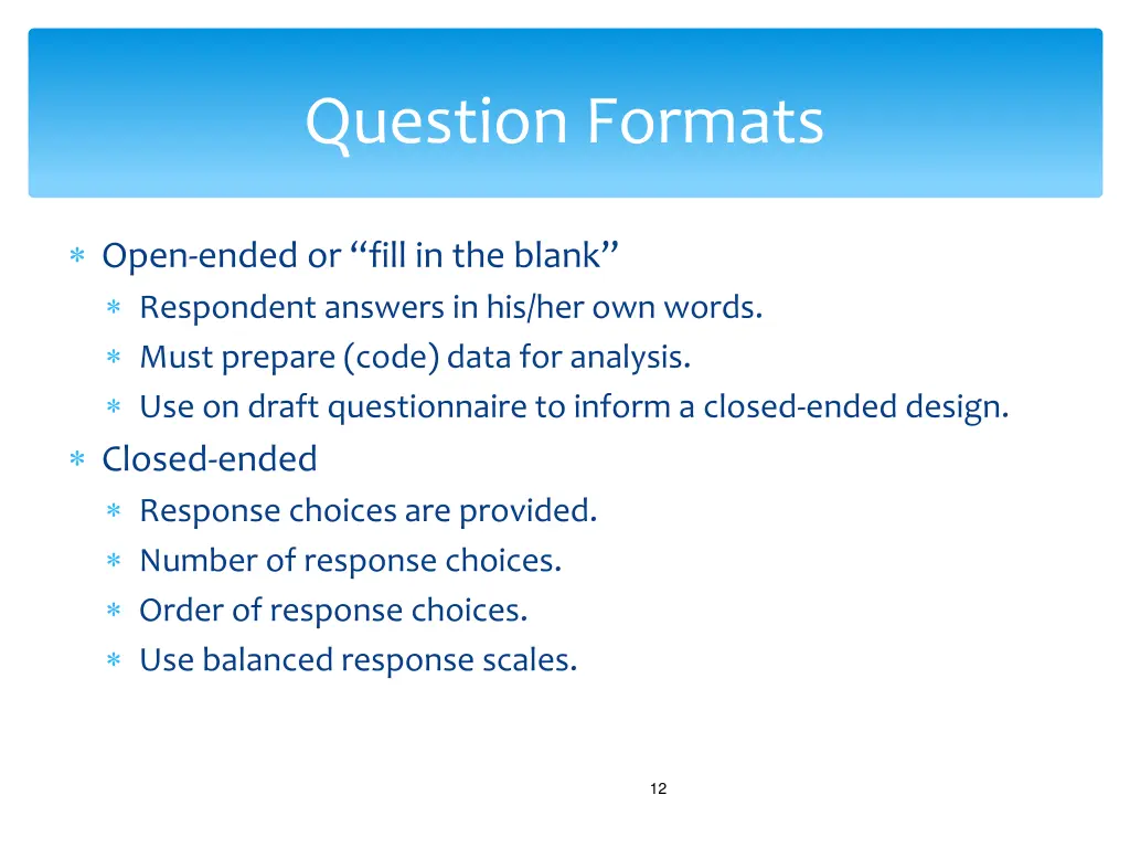 question formats