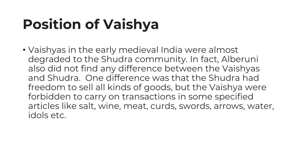 position of vaishya