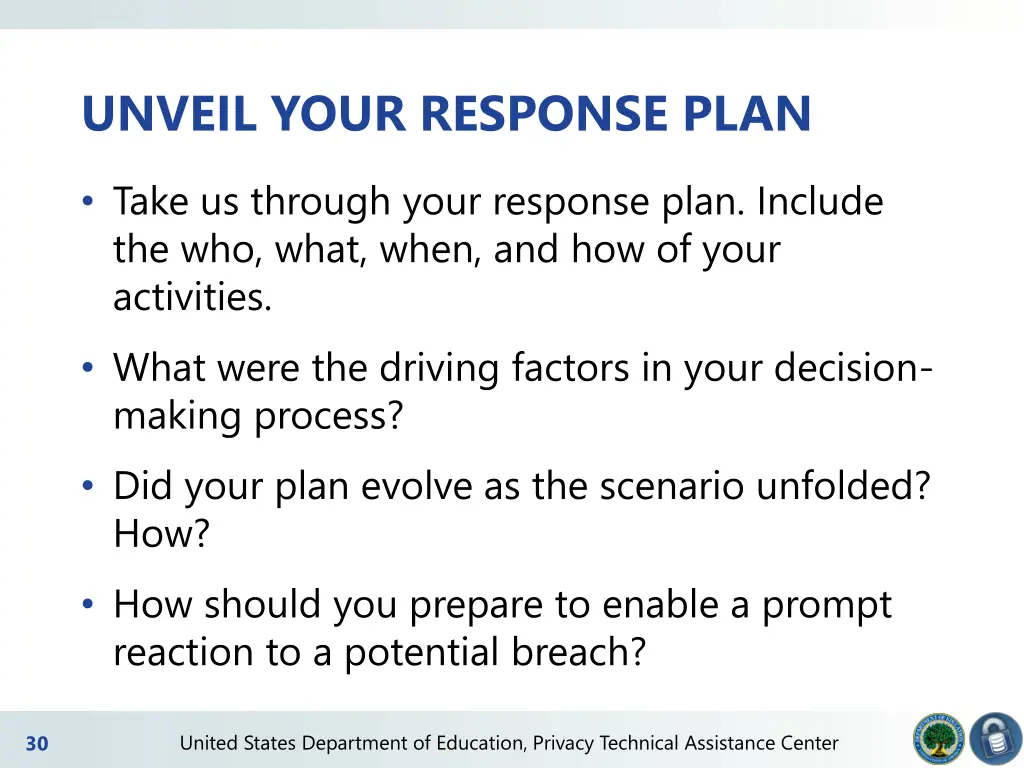 unveil your response plan