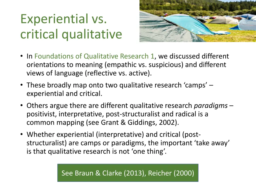 experiential vs critical qualitative