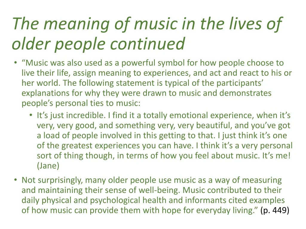 the meaning of music in the lives of older people 1