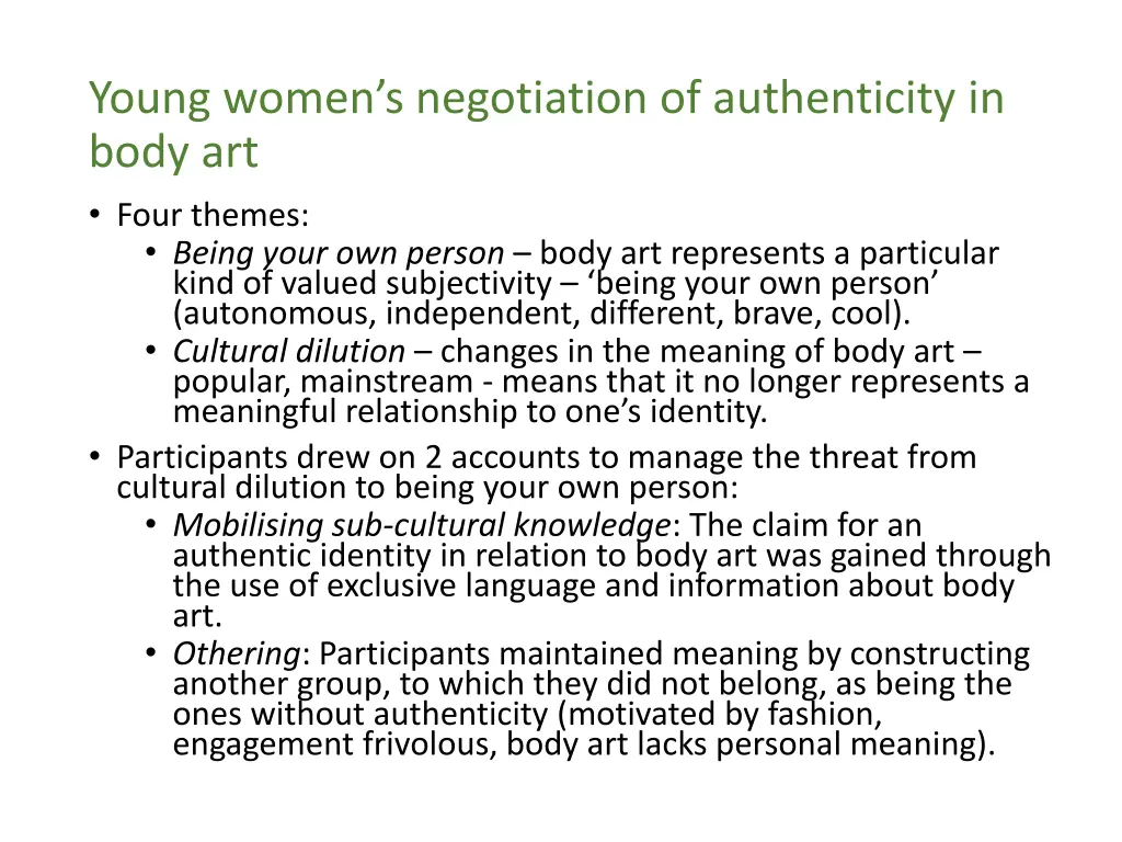 young women s negotiation of authenticity in body