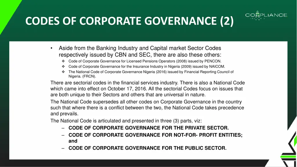 codes of corporate governance 2