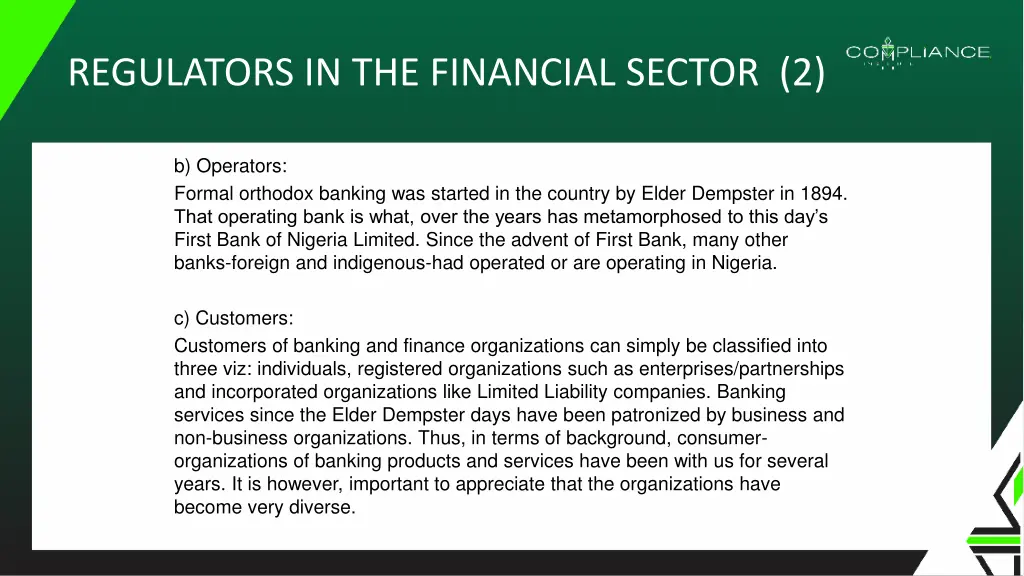 regulators in the financial sector 2