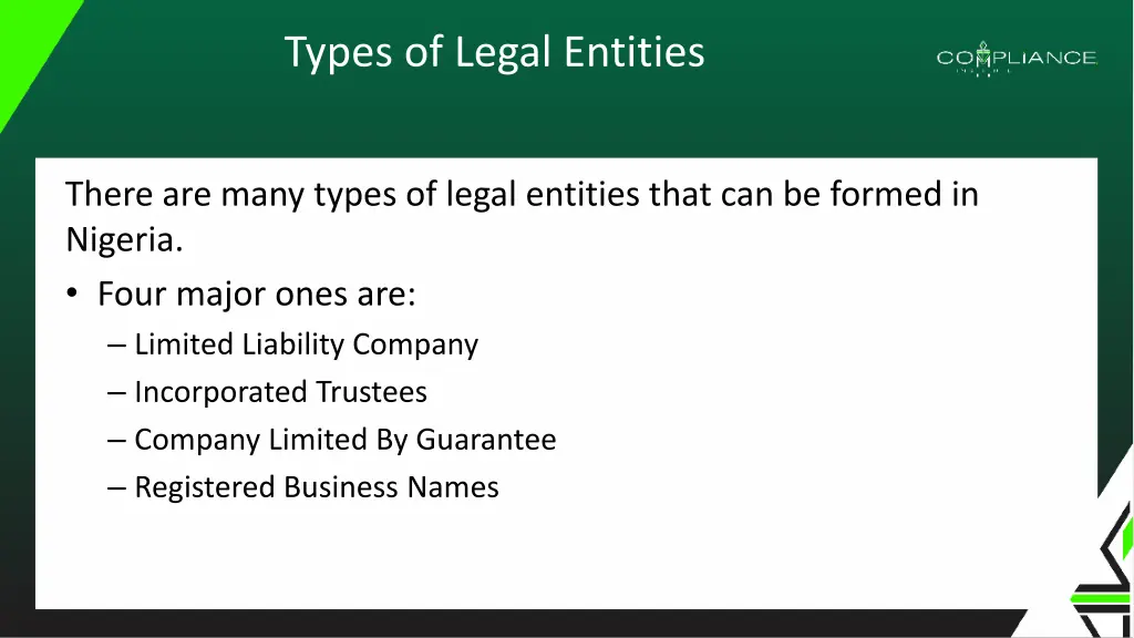 types of legal entities