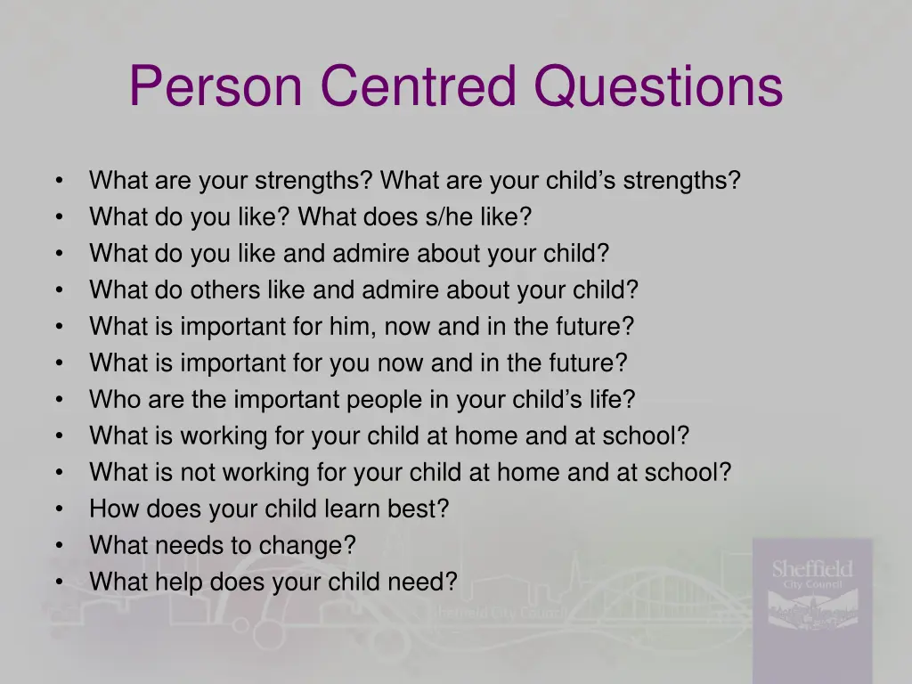 person centred questions