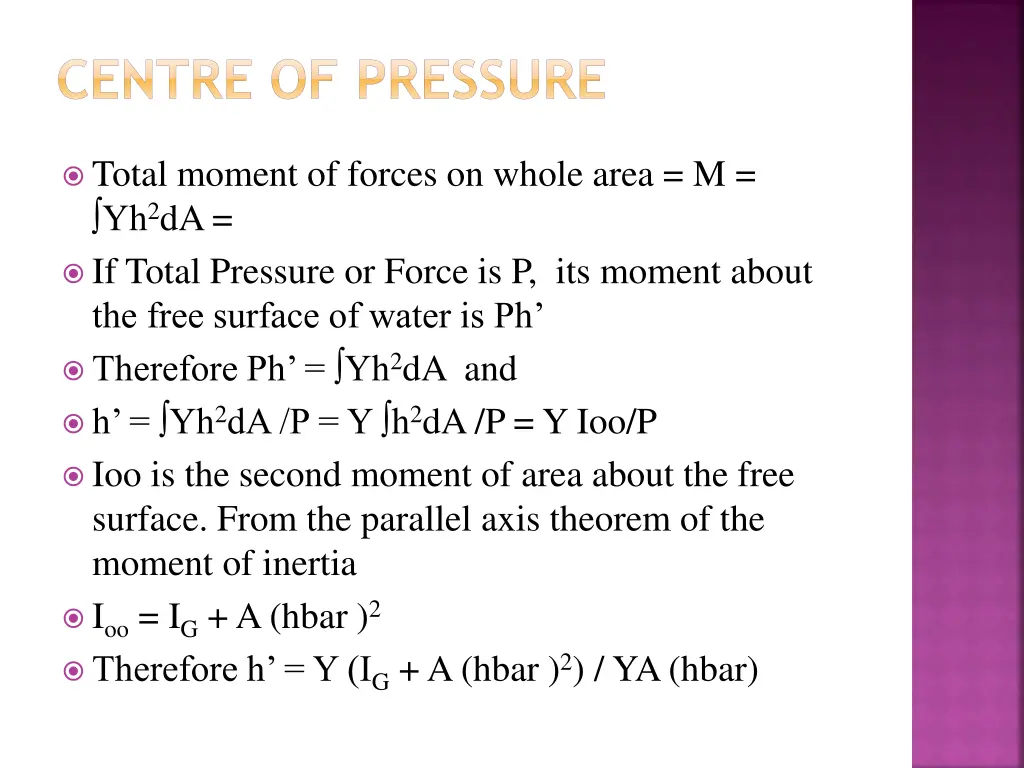 centre of pressure 1