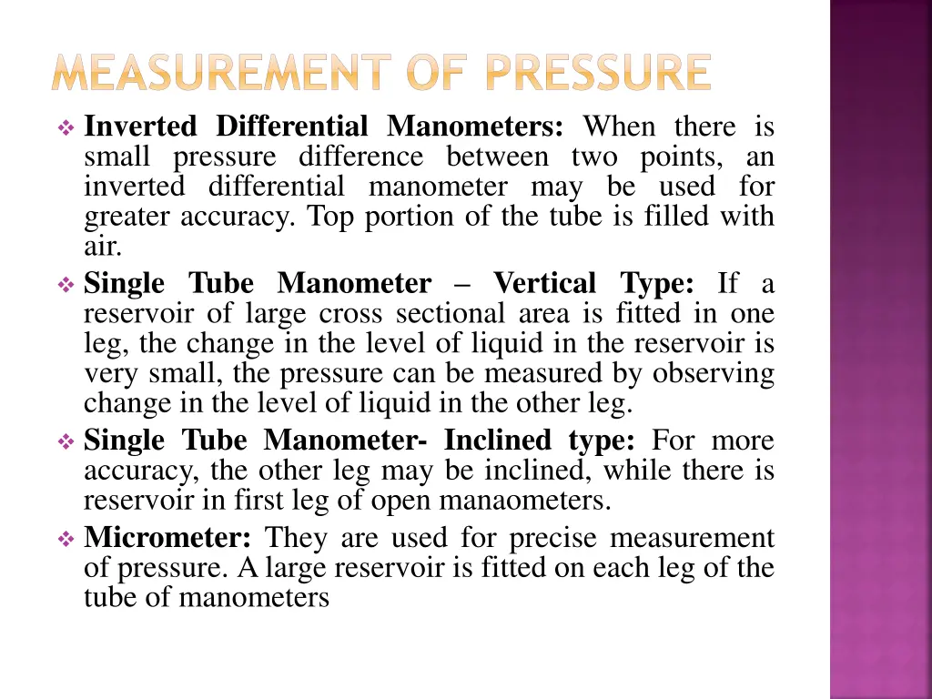 measurement of pressure inverted differential