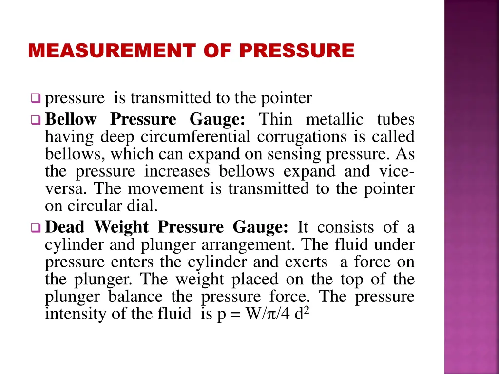 measurement of pressure measurement of pressure 1