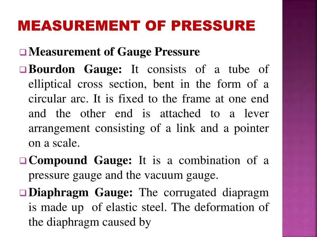 measurement of pressure measurement of pressure