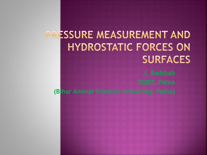 pressure measurement and hydrostatic forces on