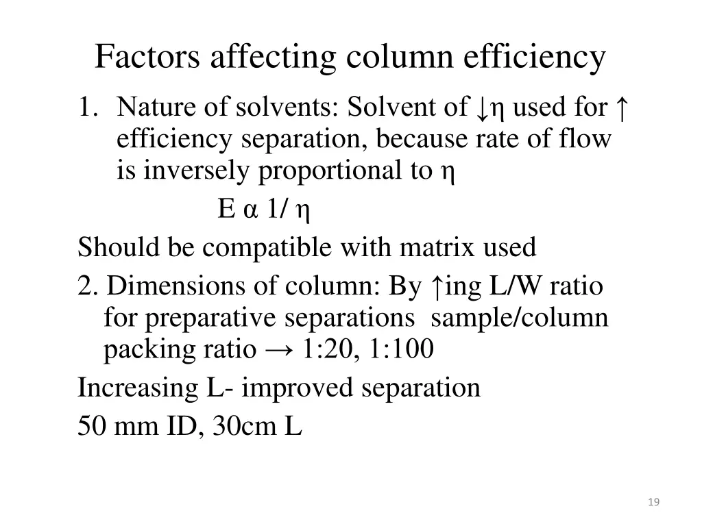 factors affecting column efficiency 1 nature