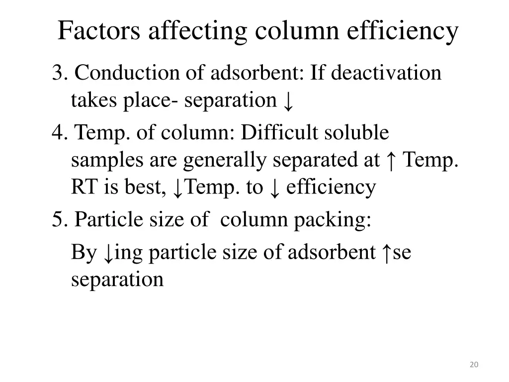 factors affecting column efficiency