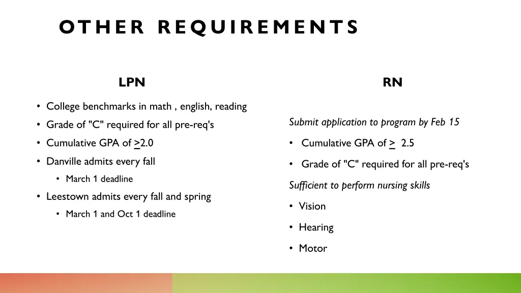 other requirements