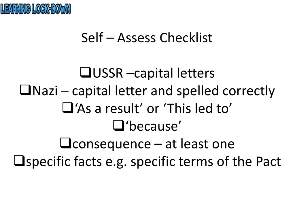 self assess checklist