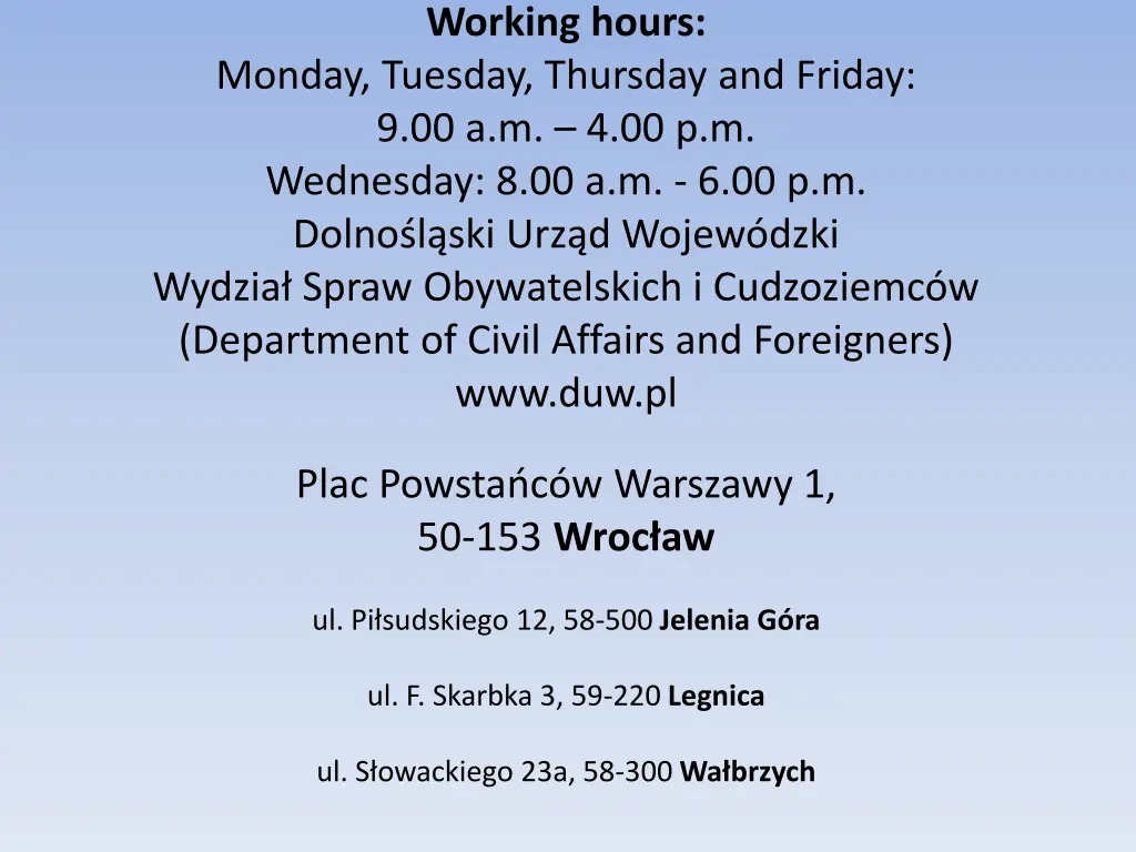 working hours