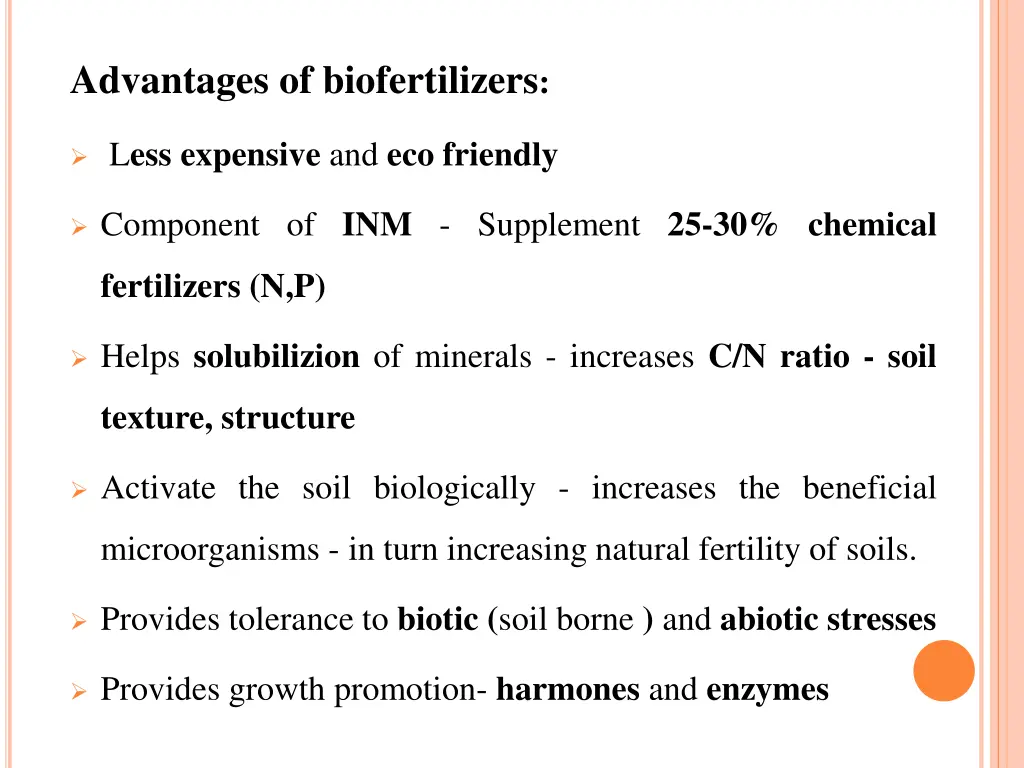 advantages of biofertilizers