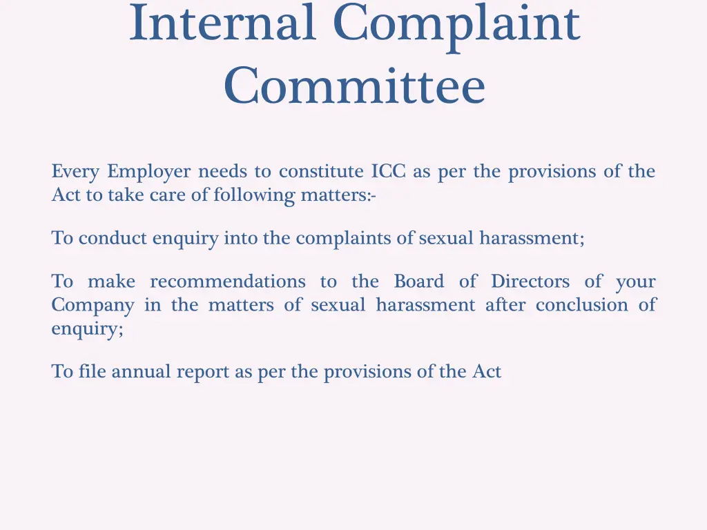 internal complaint committee