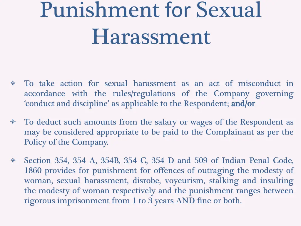 punishment for sexual harassment