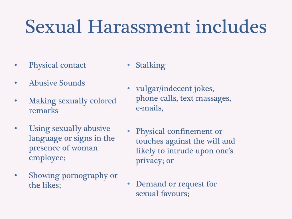 sexual harassment includes