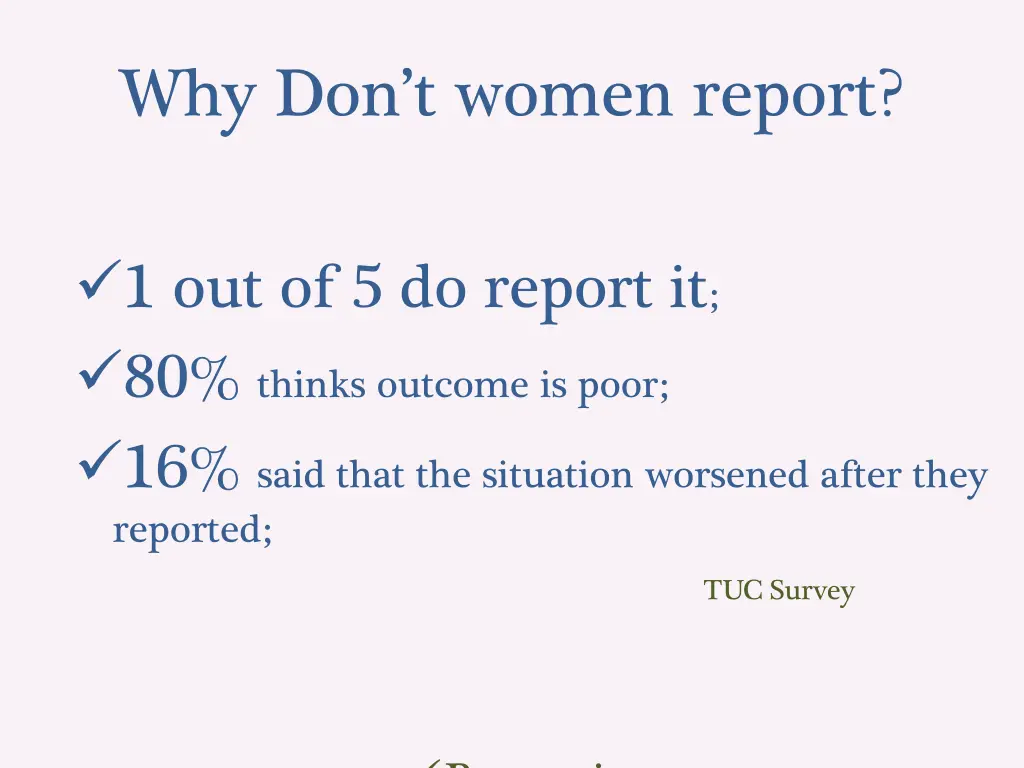 why don t women report