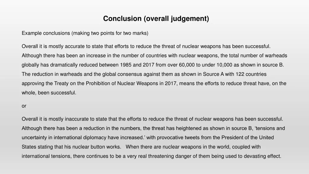 conclusion overall judgement