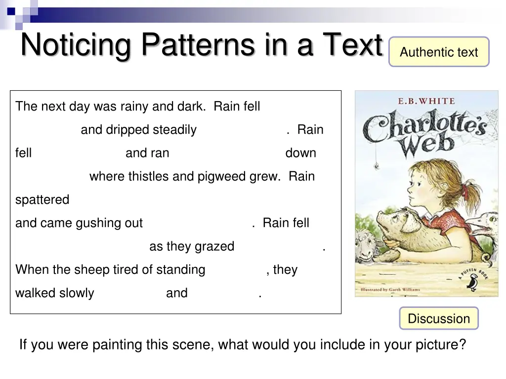 noticing patterns in a text