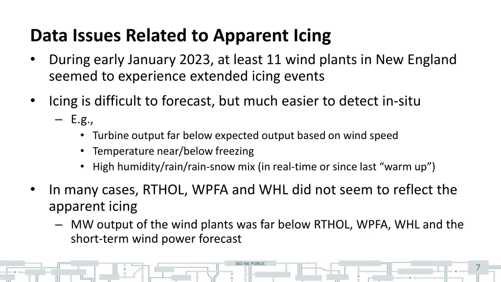 data issues related to apparent icing during